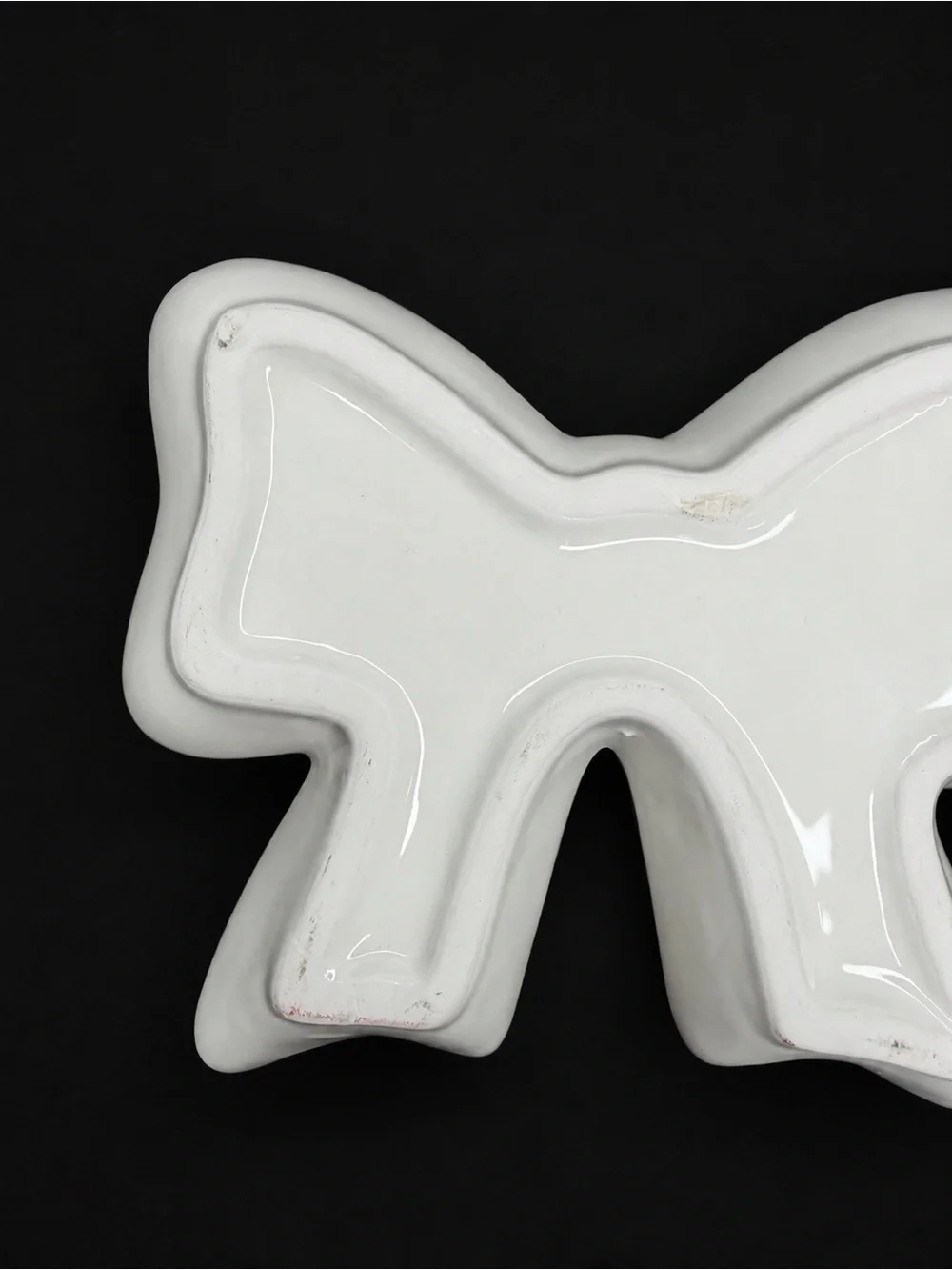 White Ceramic Bow Trinket Dish Coquette Jewelry Tray Vanity Decor Ribbon Catchal